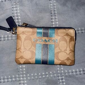 Coach Tan and Navy Wristlet